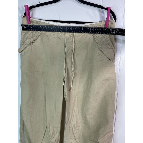 Abercrombie & Fitch Pants Womens Medium Baggy Beige Pants Ankle Ties Y2K - Picture 10 of 12